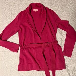 Lilly Pulitzer Belted Wrap Cardigan Sweater in fuchsia pink